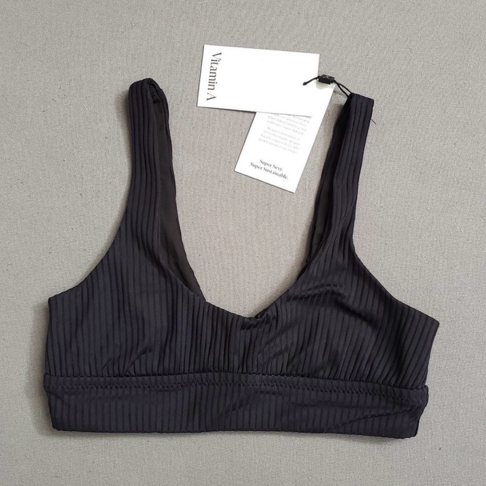 Vitamin A Sienna Tank Top in Black 4/XS Swimwear Ribbed